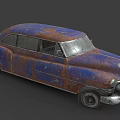 Rusty Blue Vintage Classic Car With Weathered Body And Old Design
