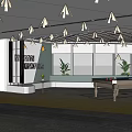 Modern Leisure Area With Innovation Sign Billiard Tables Green Plants And Pendant Lights