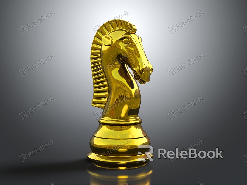 Modern Chess Piece Golden Horse Chess Piece Golden Horse Chess Piece model