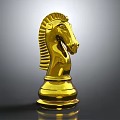 Shiny Golden Chess Knight Piece for Classic Board Game Entertainment
