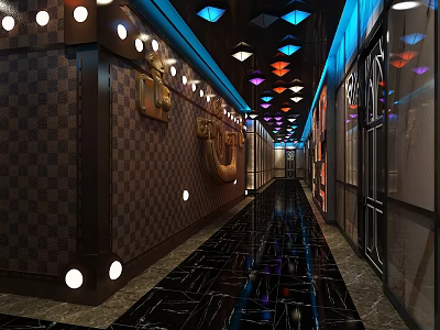 Modern KTV aisle corridor 3d model Modern KTV aisle corridor 3d model