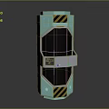 Turquoise Industrial Equipment Featuring Black Panel Silver Accents And Warning Stripes
