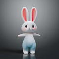Cute Standing Rabbit Toy With Long Pink Ears Big Eyes And White Blue Gradient Body