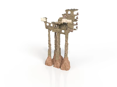 Detailed Ancient Stone Structure With Carved Pillars Textured Bases And Platform 3d model