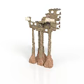 Detailed Ancient Stone Structure With Carved Pillars Textured Bases And Platform