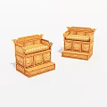 Two Golden Ornate Carved Chests With Intricate Patterns Classical Furniture Pieces