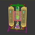 Twin Tower Compressed Air Dryer With Control Panel And Indicator Lights 3d model