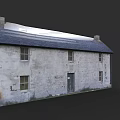 Old Detached Villa With White Weathered Walls Dark Roof And Chimney