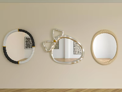 Three Decorative Wall Mounted Mirrors With Unique Shapes And Home Decor Designs 3d model