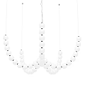 Contemporary White Beaded Chandelier With Hanging Gold Accent Sphere Design