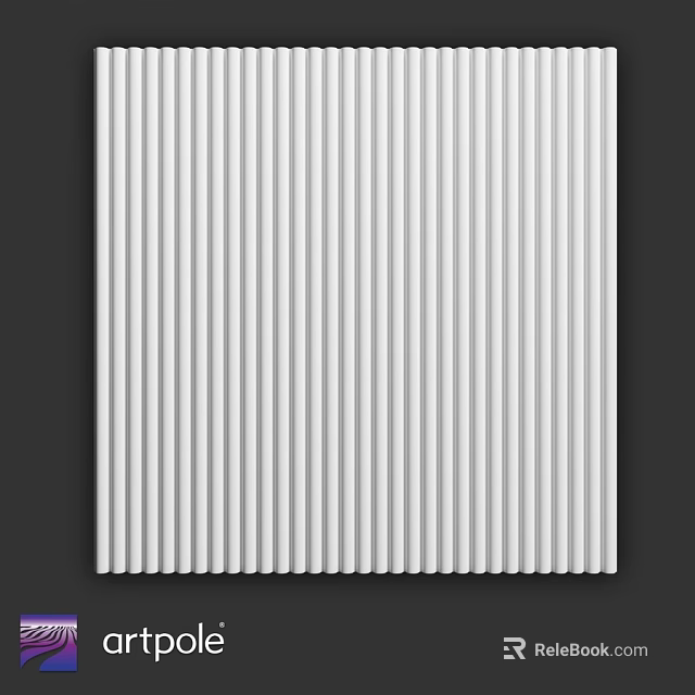 White Vertical Striped Wall Design With Textured Panels For Interior 3d model 