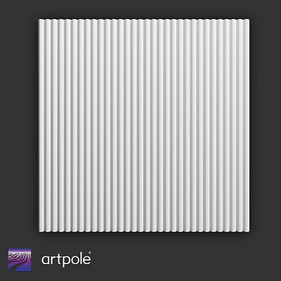 White Vertical Striped Wall Design With Textured Panels For Interior 3d model