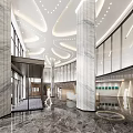 Modern Hospital Outpatient Clinic Reception With Marble Columns And Ceiling Lights