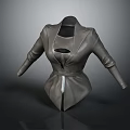Stylish Grey Coat With Open Front Design And Fitted Waist Long Sleeves