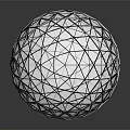 Geometric Transparent Sphere With Polyhedral Facets And Reflective Surface On Dark Background
