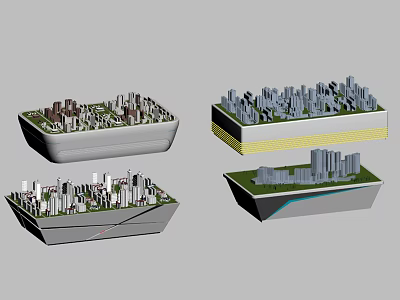 Commercial Equipment Urban City Model With Multi Layer Structure And Green Area Building Designs 3d model