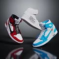 Stylish High Top Sneakers In Red White Black White And Blue Color Options