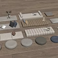 Cozy Living Room Seating With Round Square Cushions Soft Textures Small Tables And Deer Figurine