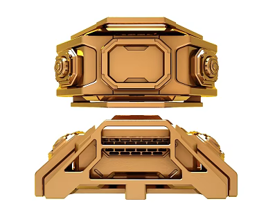 Golden Mechanical Structure With Complex Symmetrical Design And Detailed Components 3d model