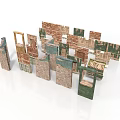 Diverse Textured Scene Components With Brick Wood And Colored Wall Elements