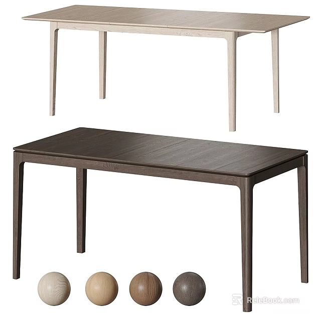 Modern Dark Wood Dining Table With Slim Legs And Matching Dining Chairs Design 3d model 