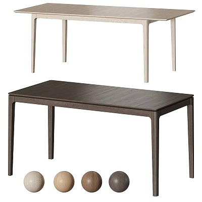 Modern Dark Wood Dining Table With Slim Legs And Matching Dining Chairs Design 3d model
