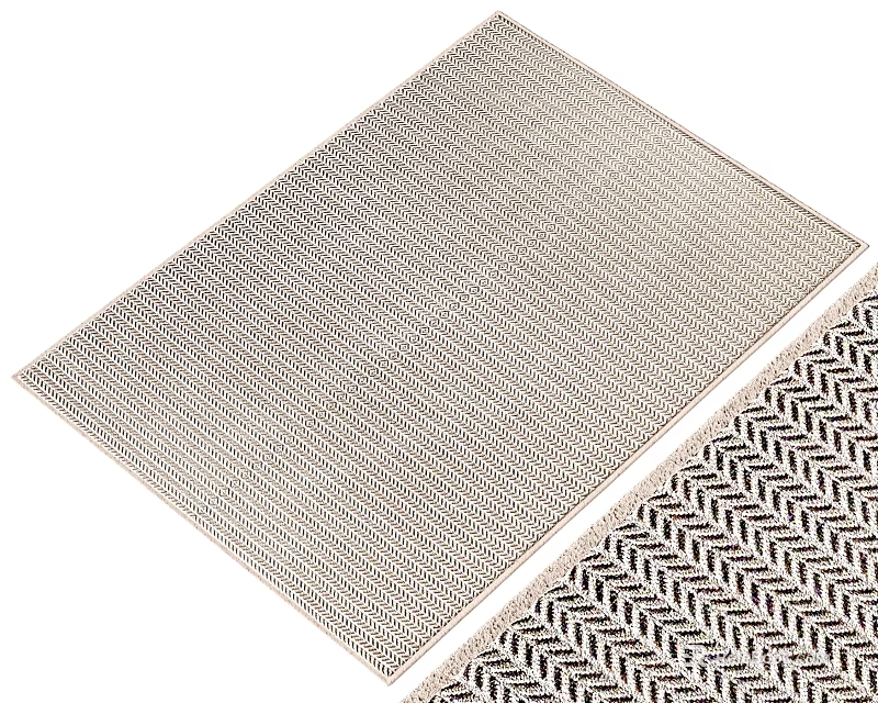 Modern Square Rug With Woven Texture And Herringbone Pattern For Interior Decor 3d model 