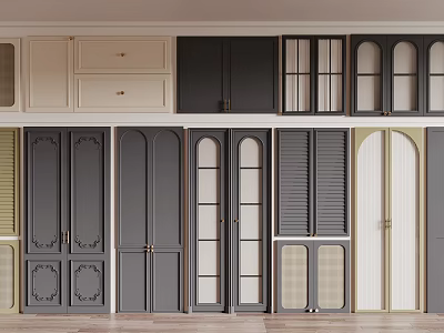 Various Cabinet Door Designs Featuring Different Styles Colors And Glass Panels 3d model