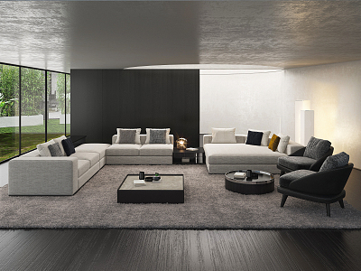 Modern Minotti living room 3d model