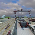 Large Ship Under Construction In Industrial Shipyard With Cranes And Facilities 3d model
