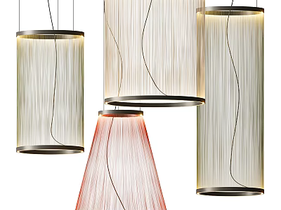 Contemporary Ceiling Light Designs With Fabric Lampshades And Metal Frames In Cylindrical Conical Styles 3d model