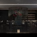 Luxurious Clubhouse Lobby Interior With Marble Floor Modern Grille Decoration Scenic Screen And Comfortable Seats