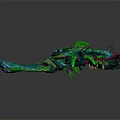 Vibrant Colorful Mythical Creature Character With Green Blue Tentacles And Pink Spikes