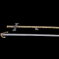 Antique Sword With Intricate Gold Patterned Scabbard And Ornate Metal Hilt Design