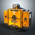 Vintage Yellow Activation Device With Warning Signs Knobs And Industrial Design 3d model