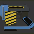 Futuristic Blue Weapon Design With Yellow Black Stripes Handle And Stable Base
