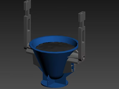 Sturdy Blue Funnel Shaped Industrial Equipment With Gray Support Structure 3d model