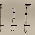Poliform Wall Mounted Shower Systems Three Black And Silver Modern Shower Heads