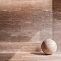 Natural Textured Brown Stone Wall Components With Wooden Sphere Decorative Elements 3d model