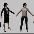 Two Women in Professional Business Attire with Handbags and High Heels