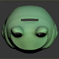 Detailed Green Frog Sculpture In Cartoon Style With Big Eyes Smiling Face And White Belly
