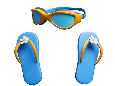 Summer Swimsuit Character Swimming Goggles Flip Flops Cartoon Style Swimming Equipment model