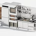 Professional Stainless Steel Kitchen Equipment With Ovens Baking Racks Mixers And Utensils