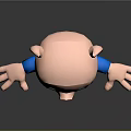 Cute Cartoon Pig Character With Blue Jacket Red Bowtie Open Arms And Closed Eyes