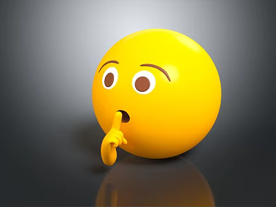 Yellow Emoji Decorative Figurine With Finger On Mouth Gesture Modern Home Tabletop Ornament 3d model