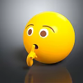 Yellow Emoji Decorative Figurine With Finger On Mouth Gesture Modern Home Tabletop Ornament