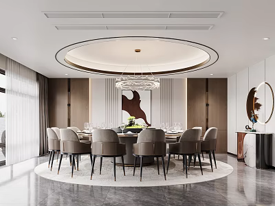 Modern Private Dining Booth With Round Table And Elegant Decor 3d model