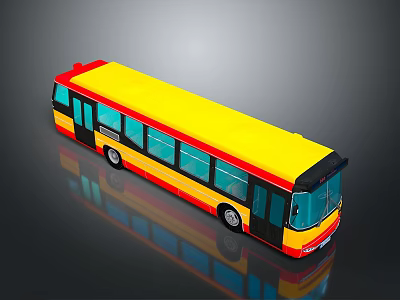 Modern City Bus With Yellow Red And Black Exterior Design 3d model