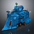 Blue Armored Mech Vehicle With Cannon Tracks BT Marking And Green Light