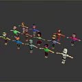 Game and Movie Characters Colorful Cartoon Figures Standing in a Circle Gray Background